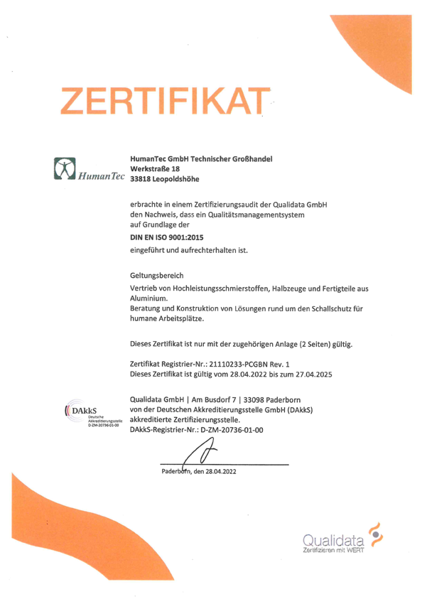 ISO EN 9001:2015 zertifiziert
